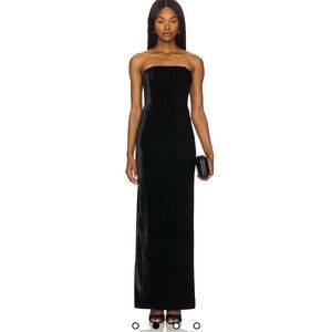 House of Harlow 1960 Black Strapless Velvet Gown